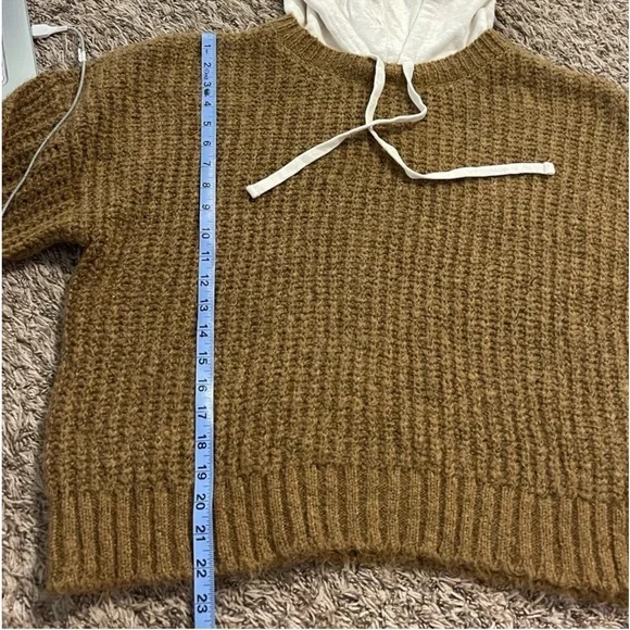 Aerie offline nwt cotton hood brown soft fuzzy sweater Small - Picture 9 of 10
